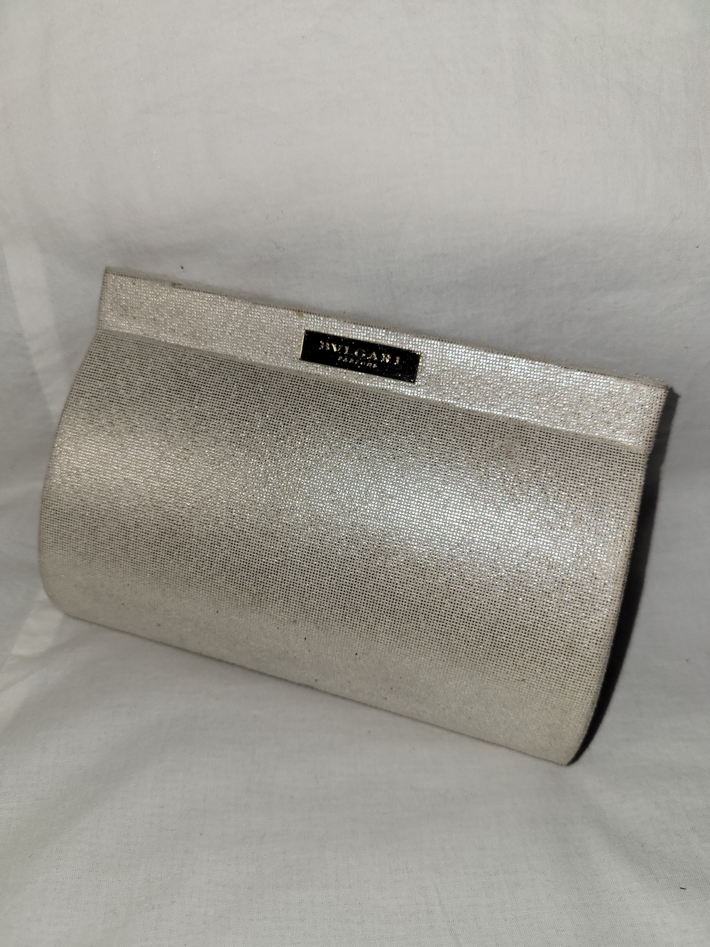 Bulgari Perfume Silver Evening Clutch.